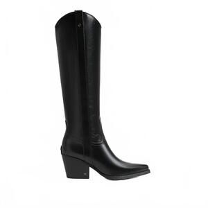 NEW SAM EDELMAN women's wyatt knee-high western boots in black leather